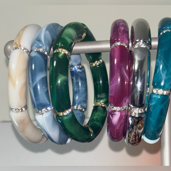 REESELYNN CREATIONS Jewelry - REESELYN CREATIONS Handcrafted Stretch Tube Bangles w/ Rhinestone Spacers